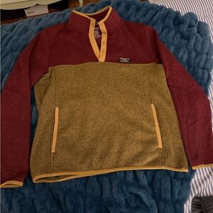 L.L. Bean Men's Zip-Up Sweater - Burgundy and Tan